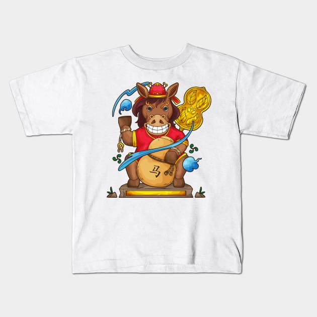 Horse Chinese Zodiac Kids T-Shirt by Mako Design 